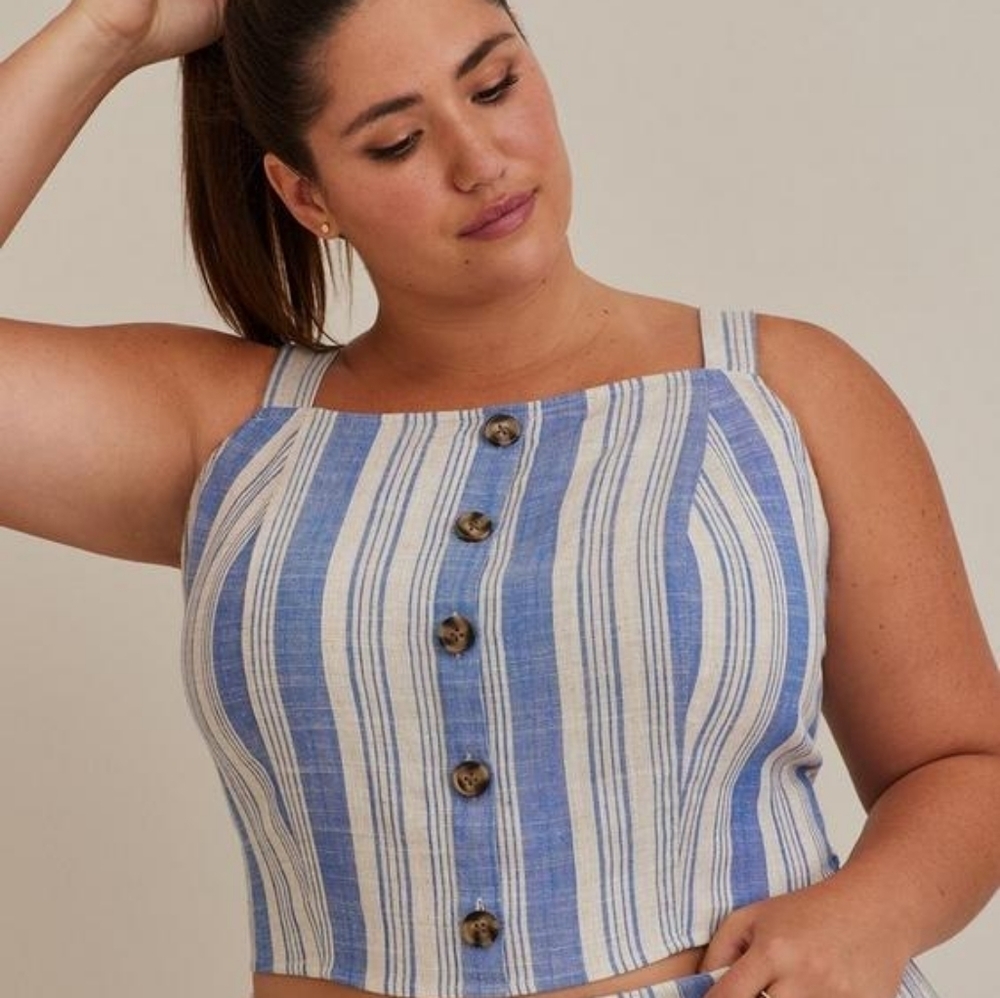 NWT TORRID STRIPE LINEN BLEND CROP TOP